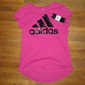 Adidas Girls Big Graphic Tee Pink 12 14 L NWT